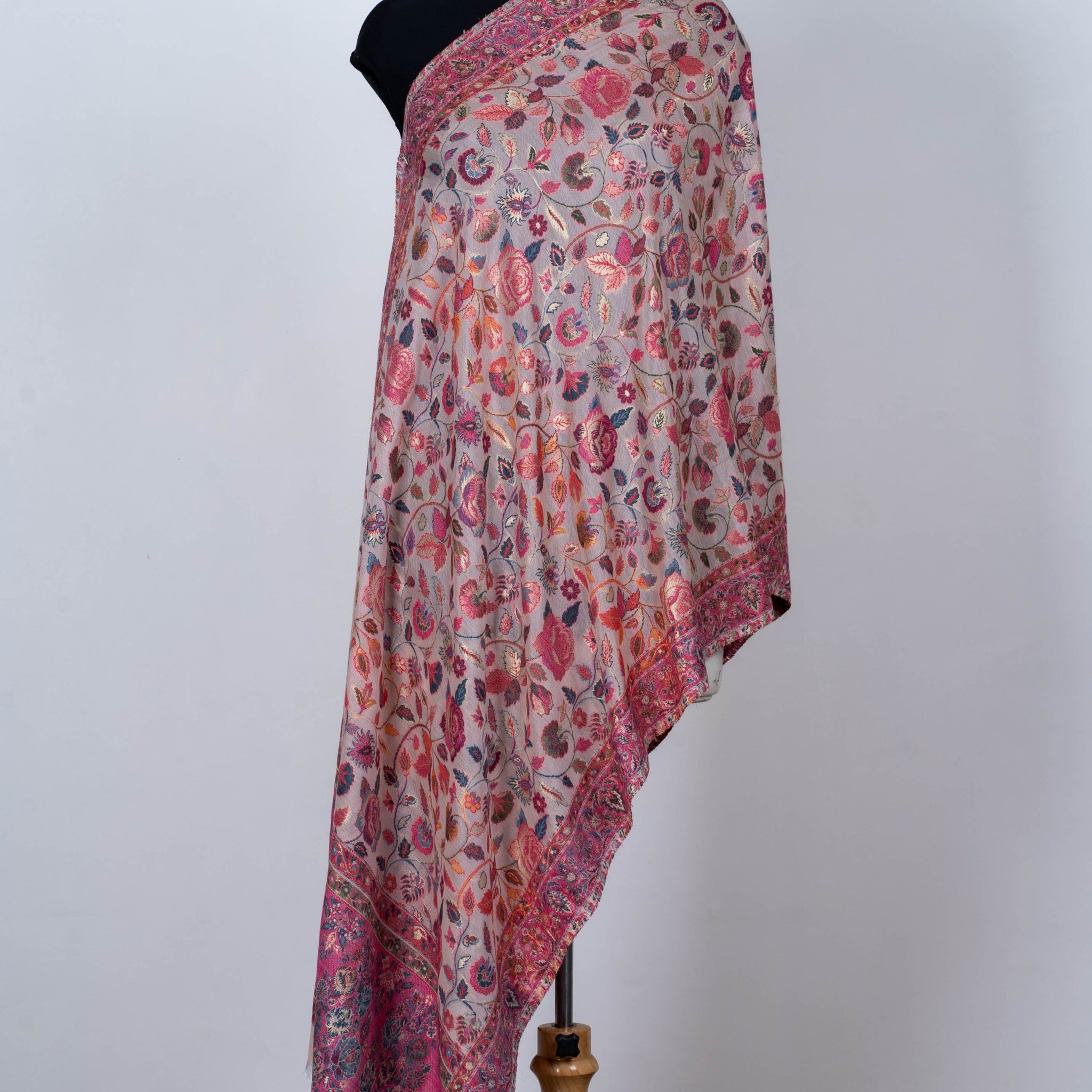 Blush Pink Silky Dupatta with Elegant Floral Patterns