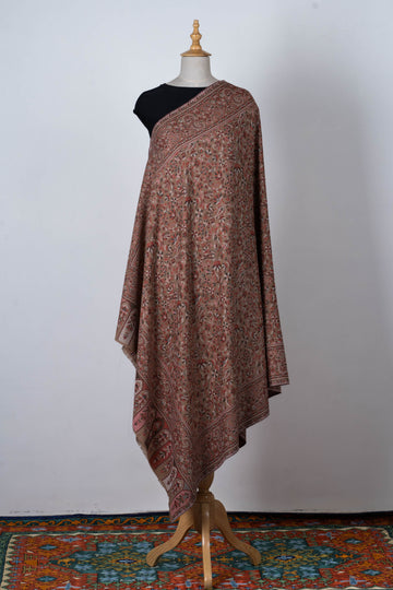 Kani Weave Dusty Rose Shawl with Intricate Floral Motifs