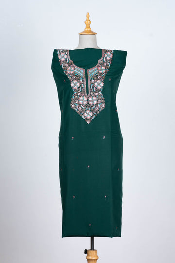 Emerald Green Cotton 2-Piece Suit with Delicate Embroidery