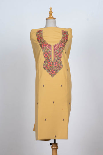 Golden Yellow Cotton 2-Piece Suit with Elegant Detailing