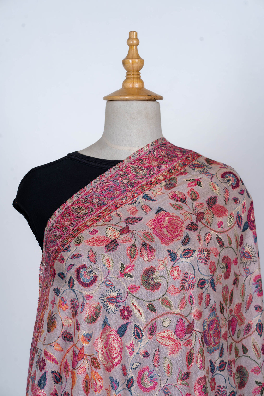 Blush Pink Silky Dupatta with Elegant Floral Patterns