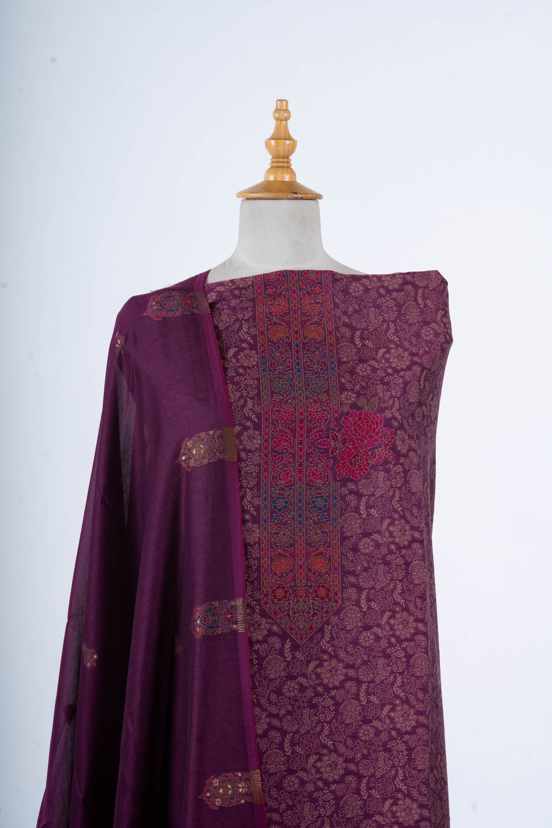 Royal Plum Kani Cotton-Silk 3-Piece Suit