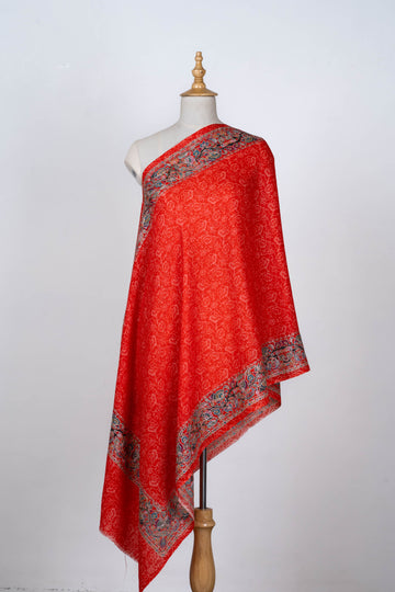 Scarlet Radiance Dupatta with Kalamkari Borders