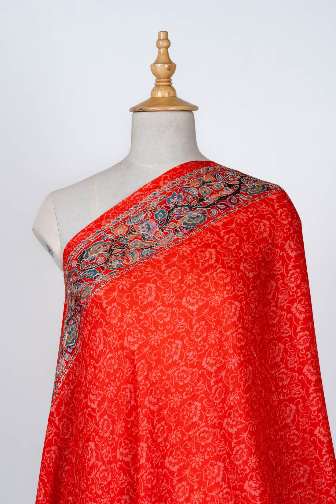 Scarlet Radiance Dupatta with Kalamkari Borders