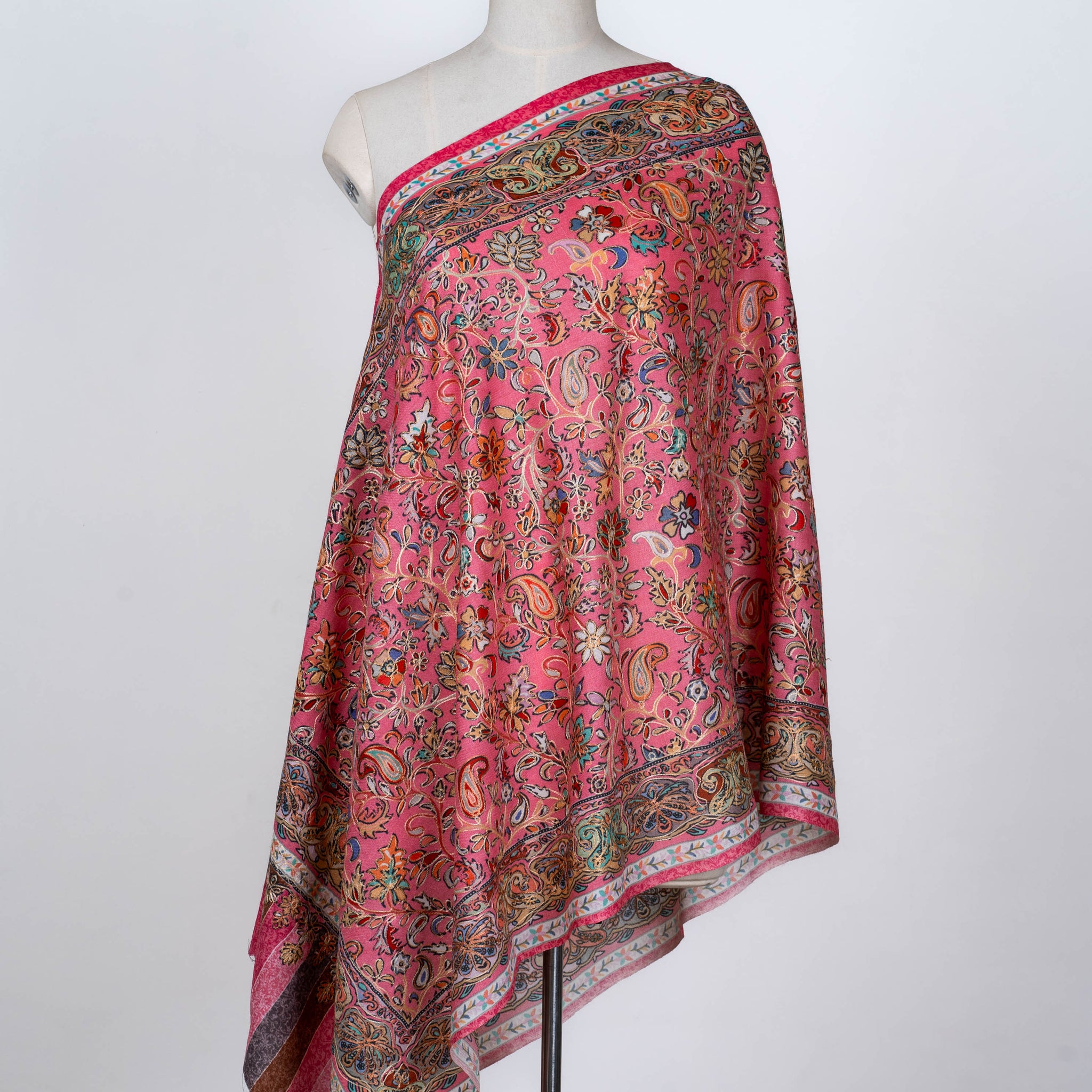 Rose Blush dupatta with Kalamkari Floral Detailing