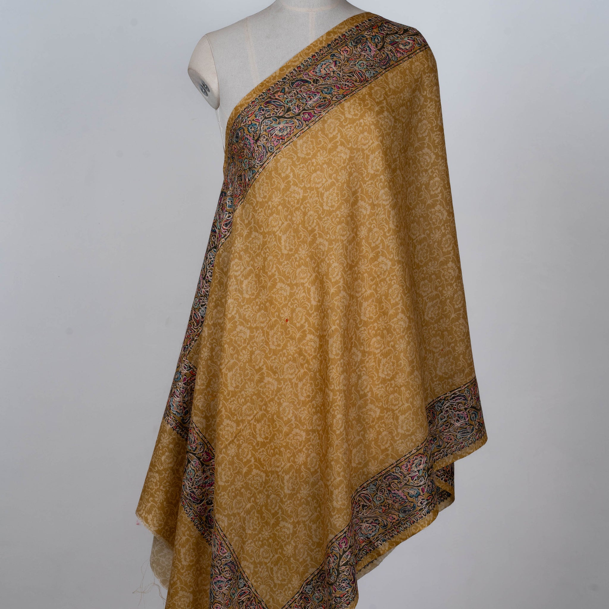 Golden Ochre Dupatta with Kalamkari Borders