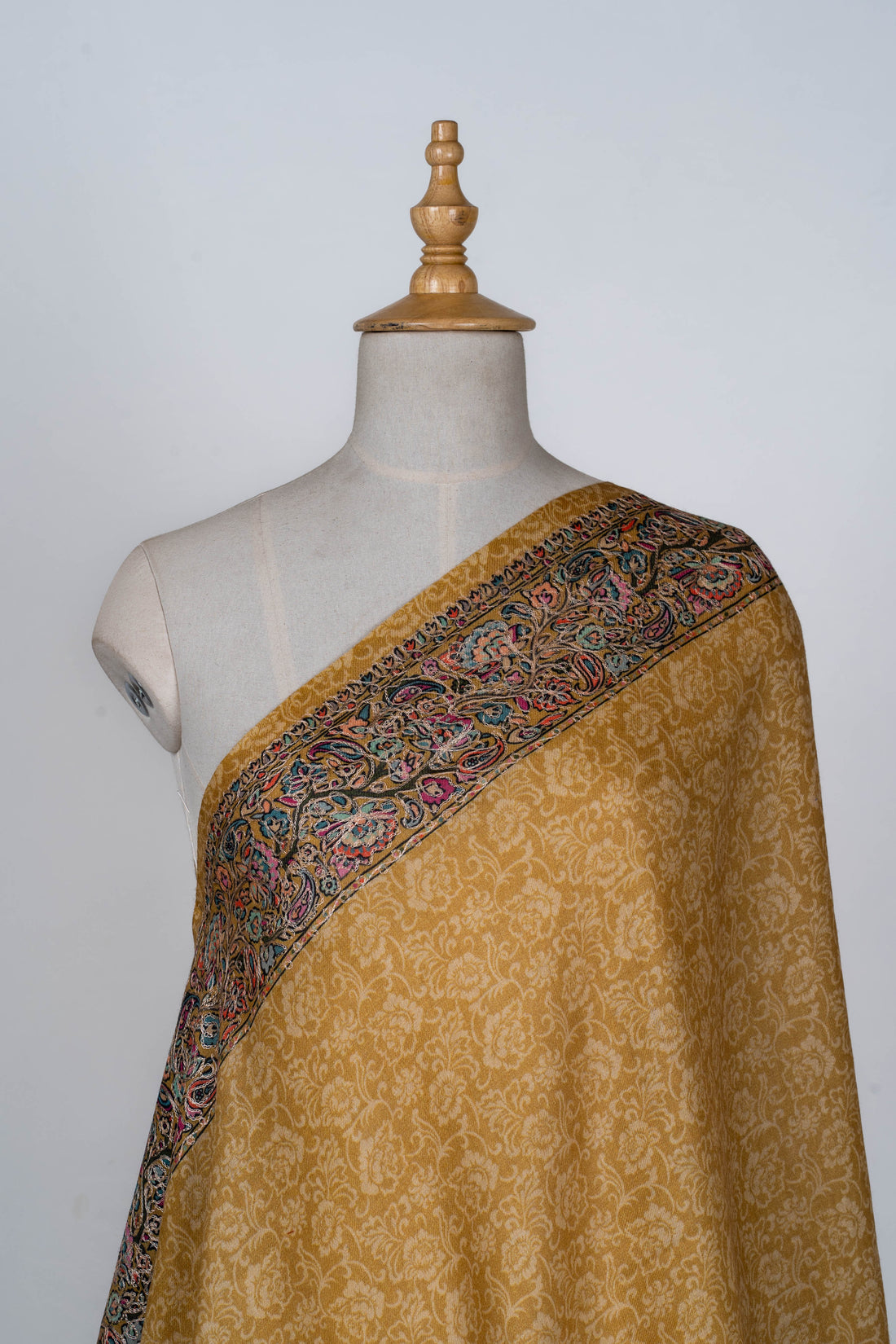 Golden Ochre Dupatta with Kalamkari Borders