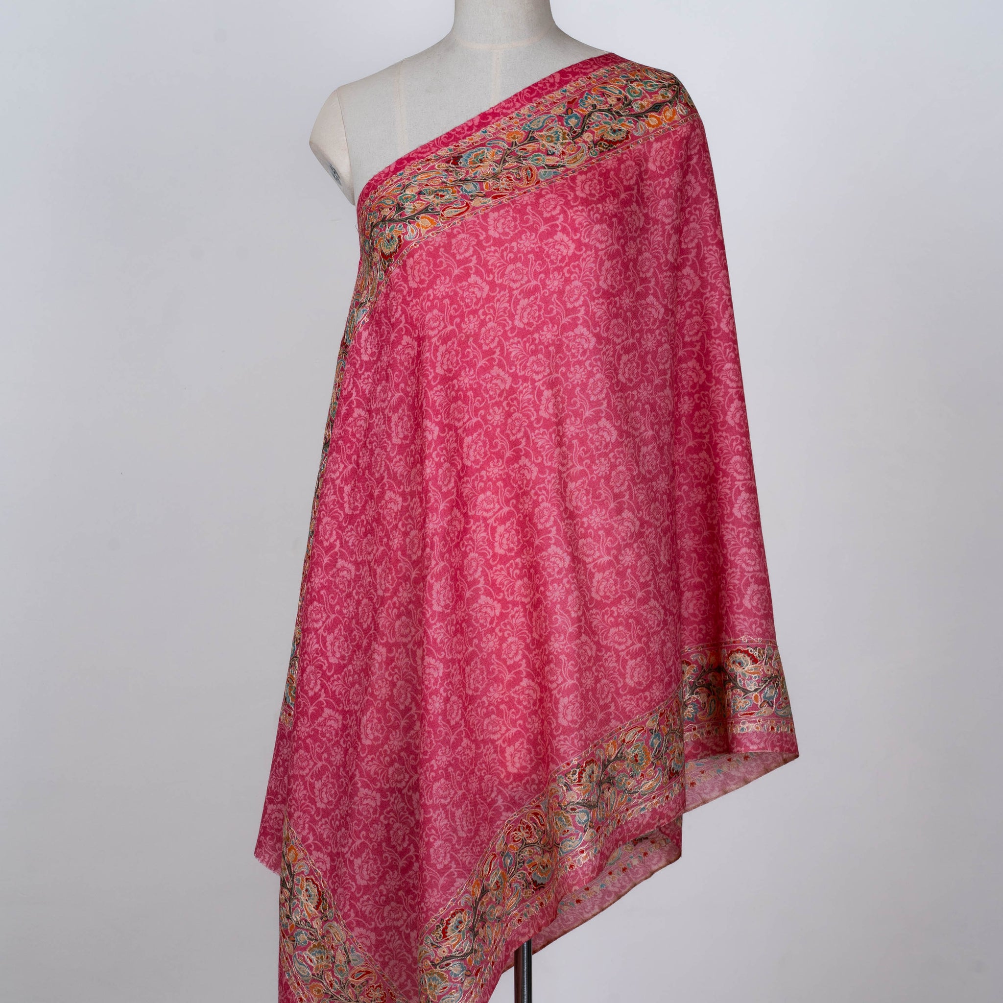 Blush Rose Dupatta with Kalamkari Borders