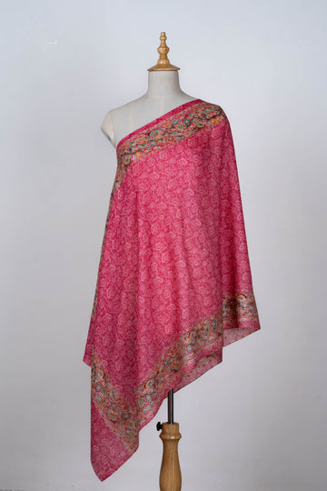 Blush Rose Dupatta with Kalamkari Borders