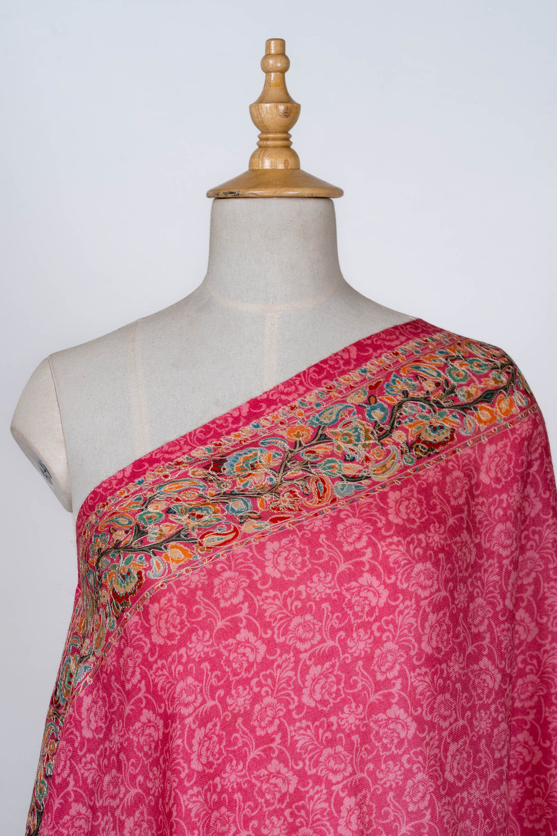 Blush Rose Dupatta with Kalamkari Borders