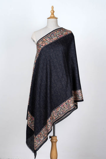 Midnight Elegance Dupatta with Kalamkari Borders